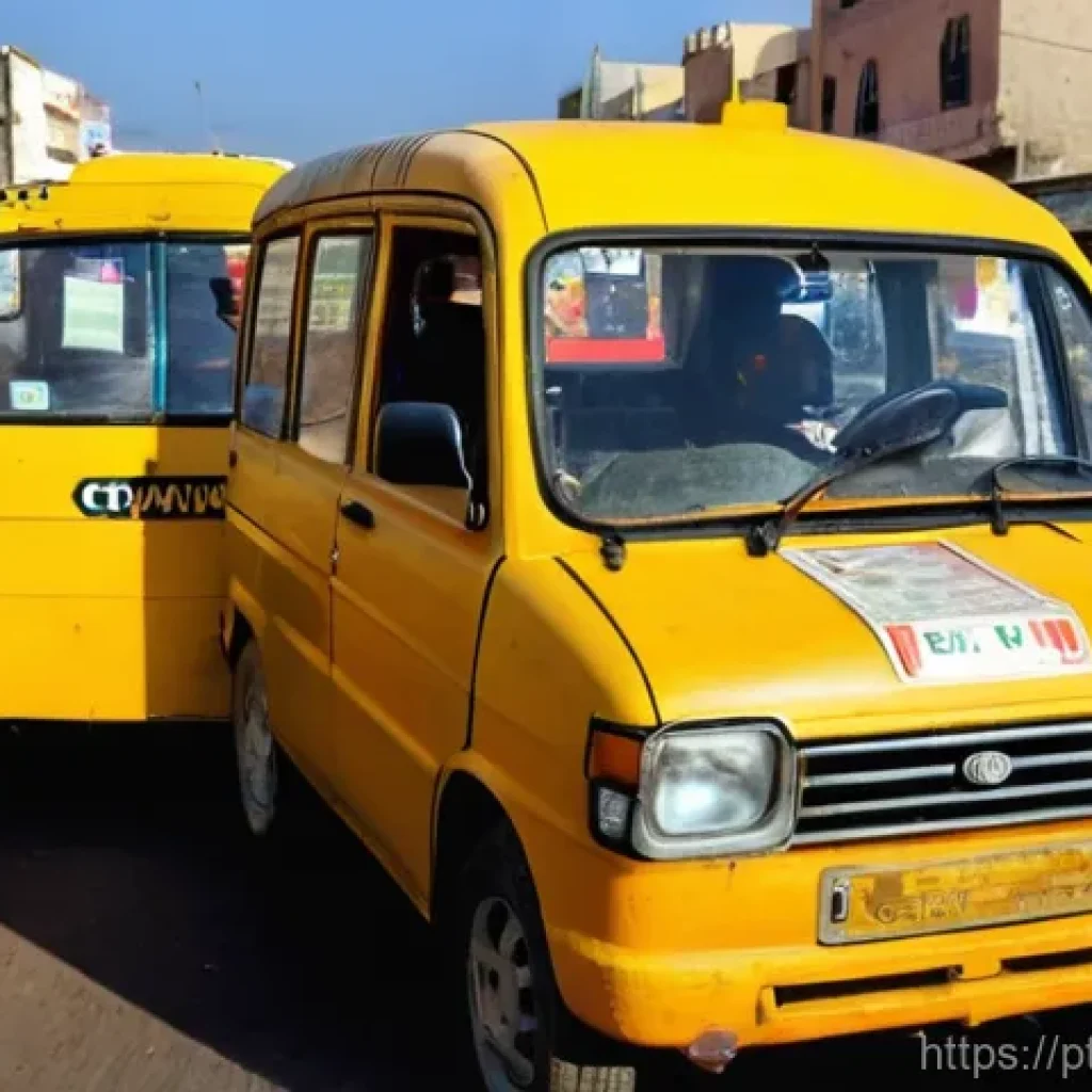 세네갈에서 택시 이용 시 요령 - **Image Prompt: The Art of Negotiation in Dakar** A vibrant and dynamic street scene in Dakar, S...