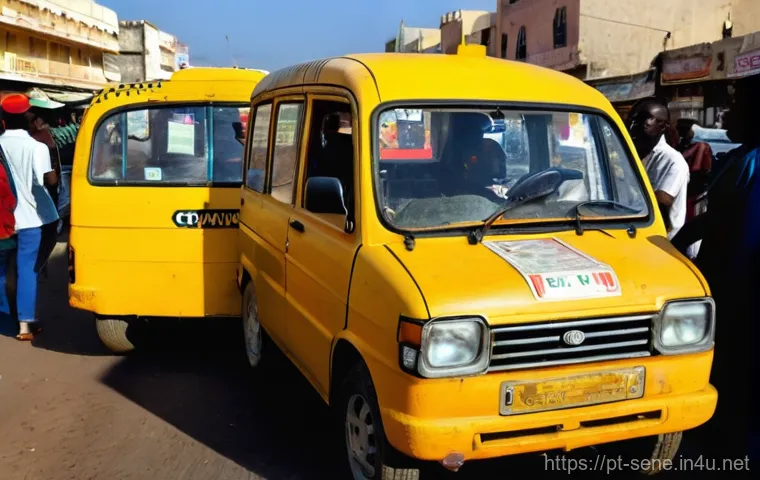 세네갈에서 택시 이용 시 요령 - **Image Prompt: The Art of Negotiation in Dakar** A vibrant and dynamic street scene in Dakar, S...