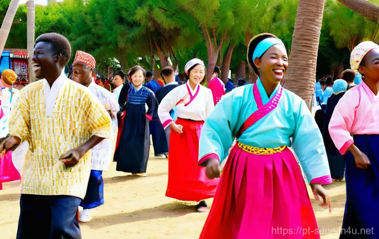 세네갈 한인 커뮤니티 - A vibrant kitchen scene where a Korean woman and a Senegalese woman, both dressed in modest, comfort... 세네갈 한인 커뮤니티 - A vibrant kitchen scene where a Korean woman and a Senegalese woman, both dressed in modest, comfort...