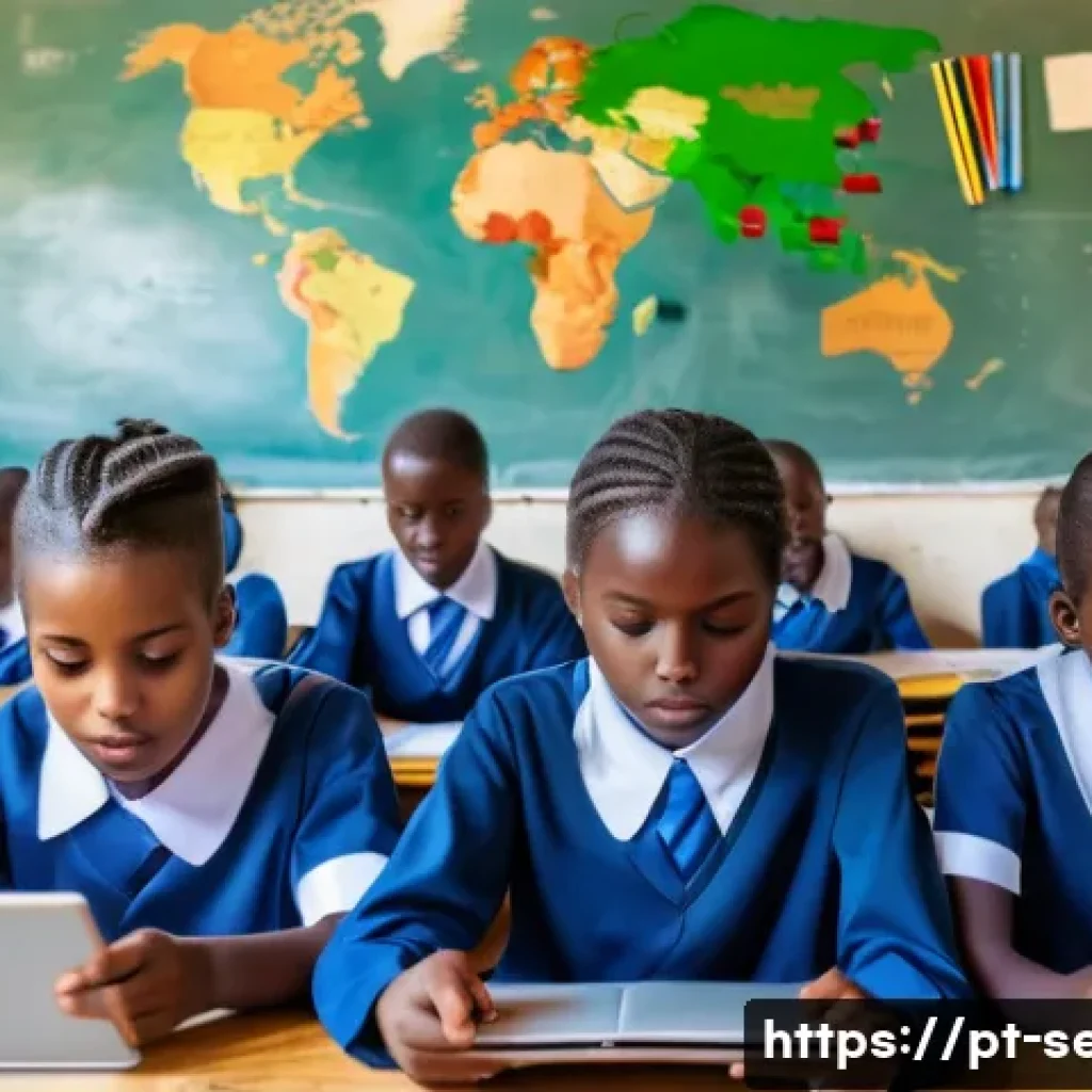세네갈에서 학교 시스템 - A vibrant classroom scene in an urban Senegalese school located in Dakar, showing diverse students a...