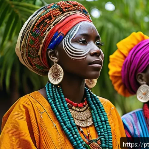 세네갈의 대표적인 축제 - A vibrant Senegalese festival scene showcasing traditional rituals and ceremonies: dancers in colorf...