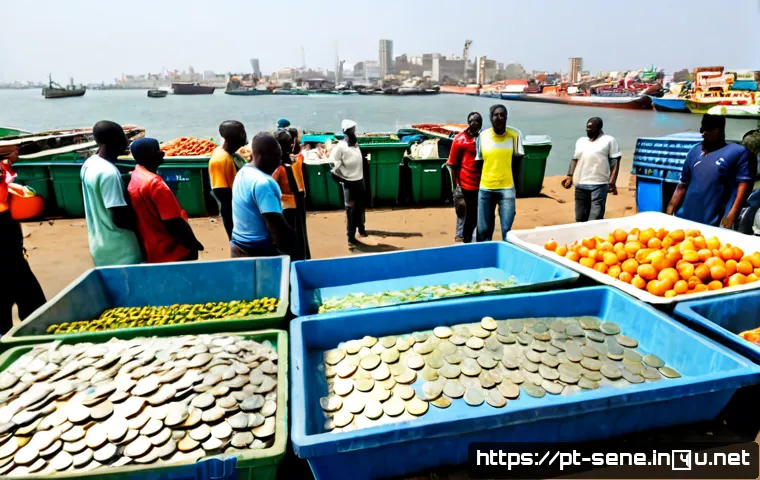 Home 17 세네갈과 나이지리아 경제 차이 - Photorealistic side-by-side economic comparison scene, Senegal on the left with a modern Dakar conta...