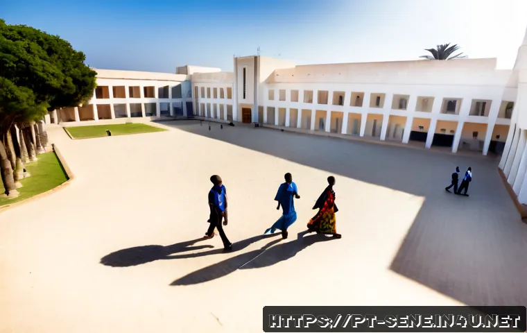 Home 17 세네갈에서 유명한 대학교 - Photorealistic wide-angle view of a prestigious university campus in Dakar, Senegal, modern academic...